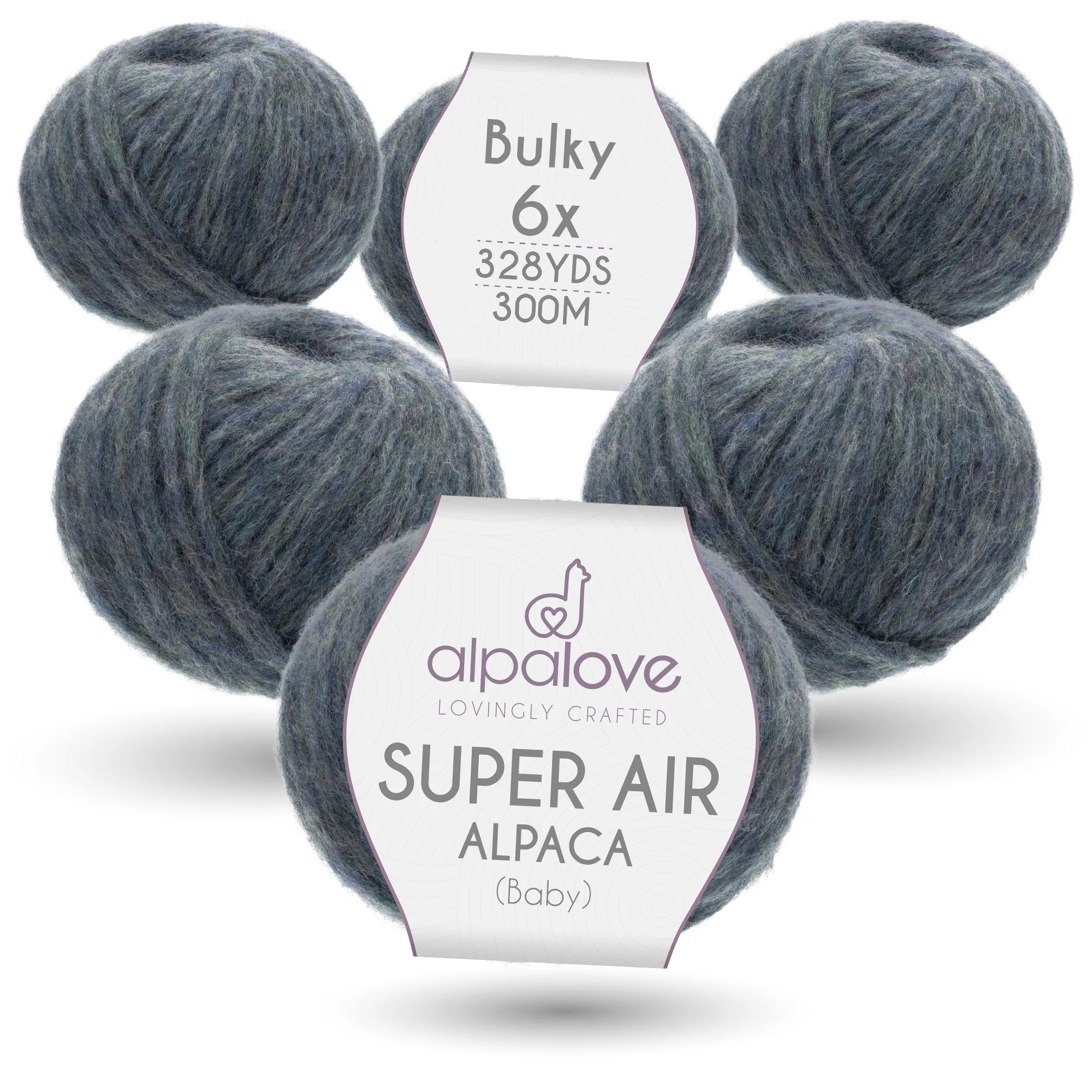 Baby Alpaca Super Air Bulky Yarn — Grey Green | ALPALOVE®