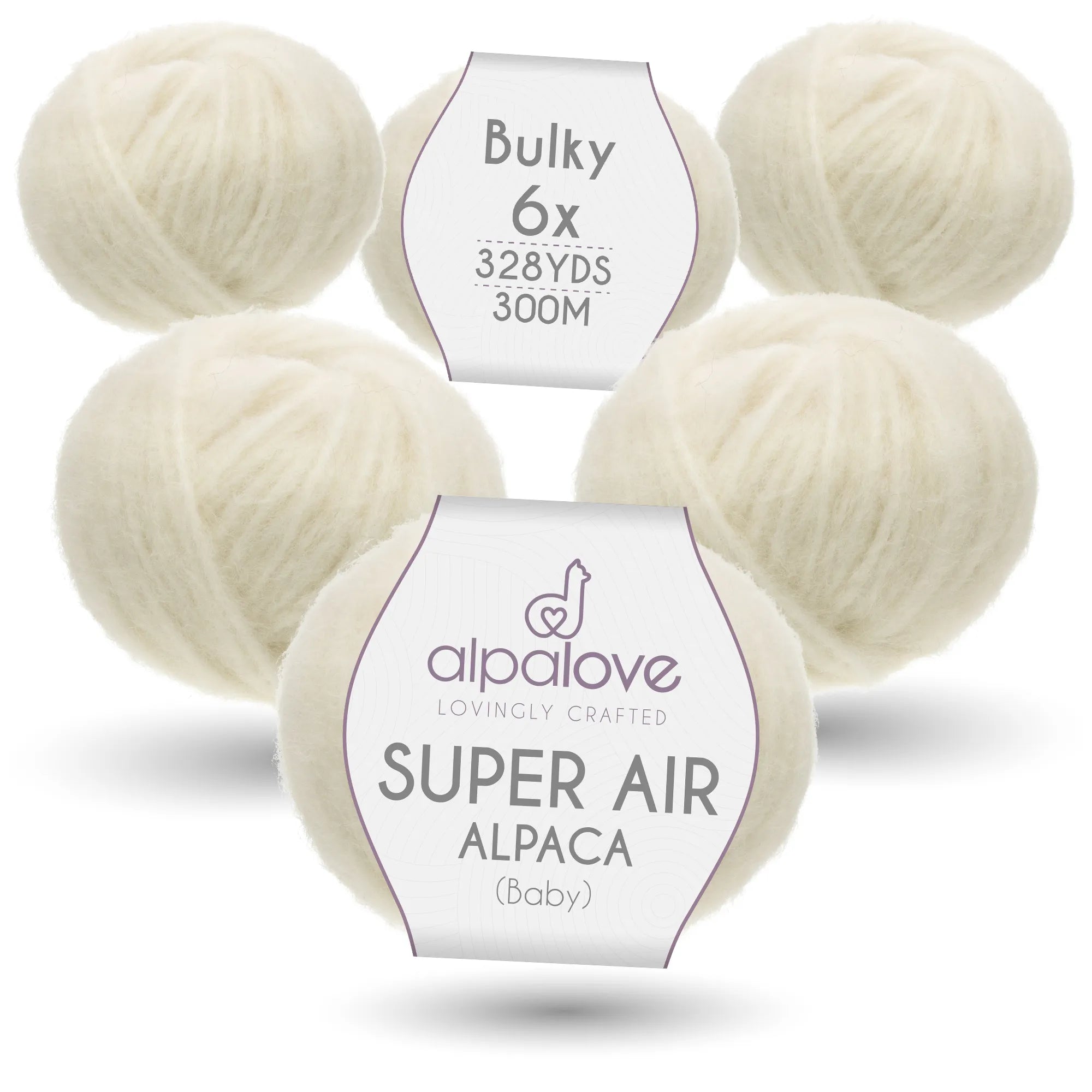 SUPER AIR BULKY Six-Pack Alpaca Yarn Ecru