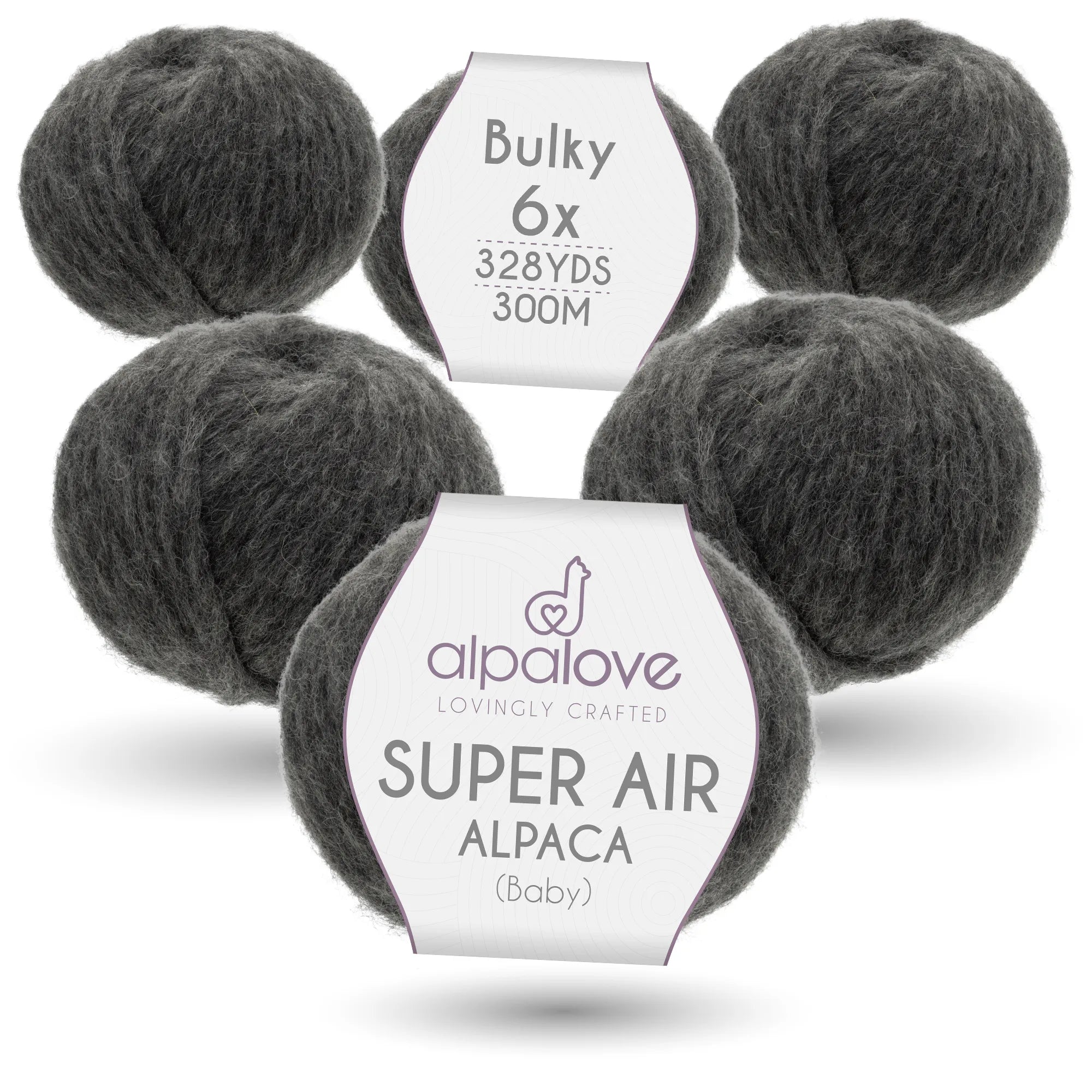 Baby Alpaca Super Air Bulky Yarn — Dark Gray | ALPALOVE®
