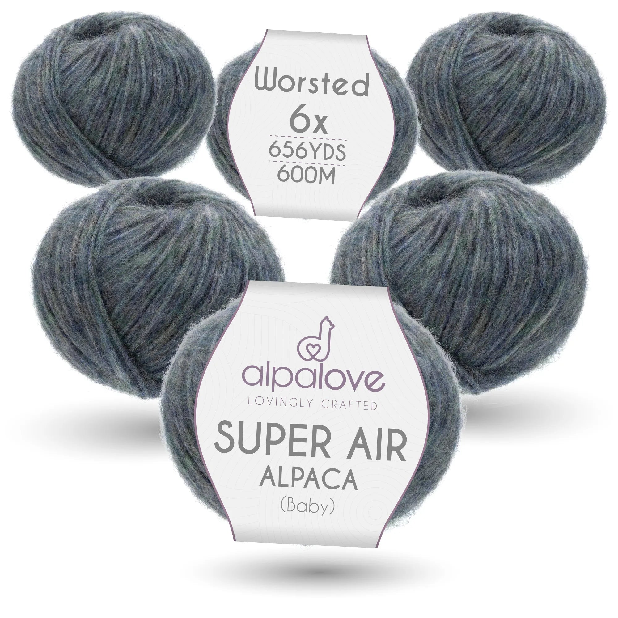 Baby Alpaca Super Air Worsted Yarn — Grey Green | ALPALOVE®