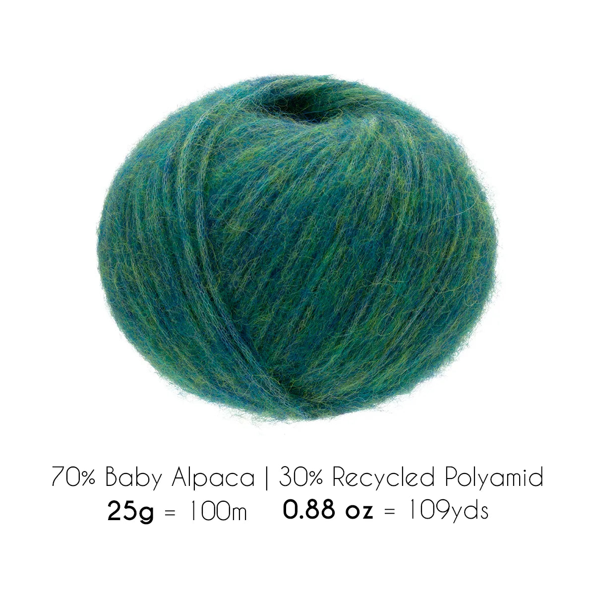 Baby Alpaca Super Air Worsted Yarn — Blue Green | ALPALOVE®