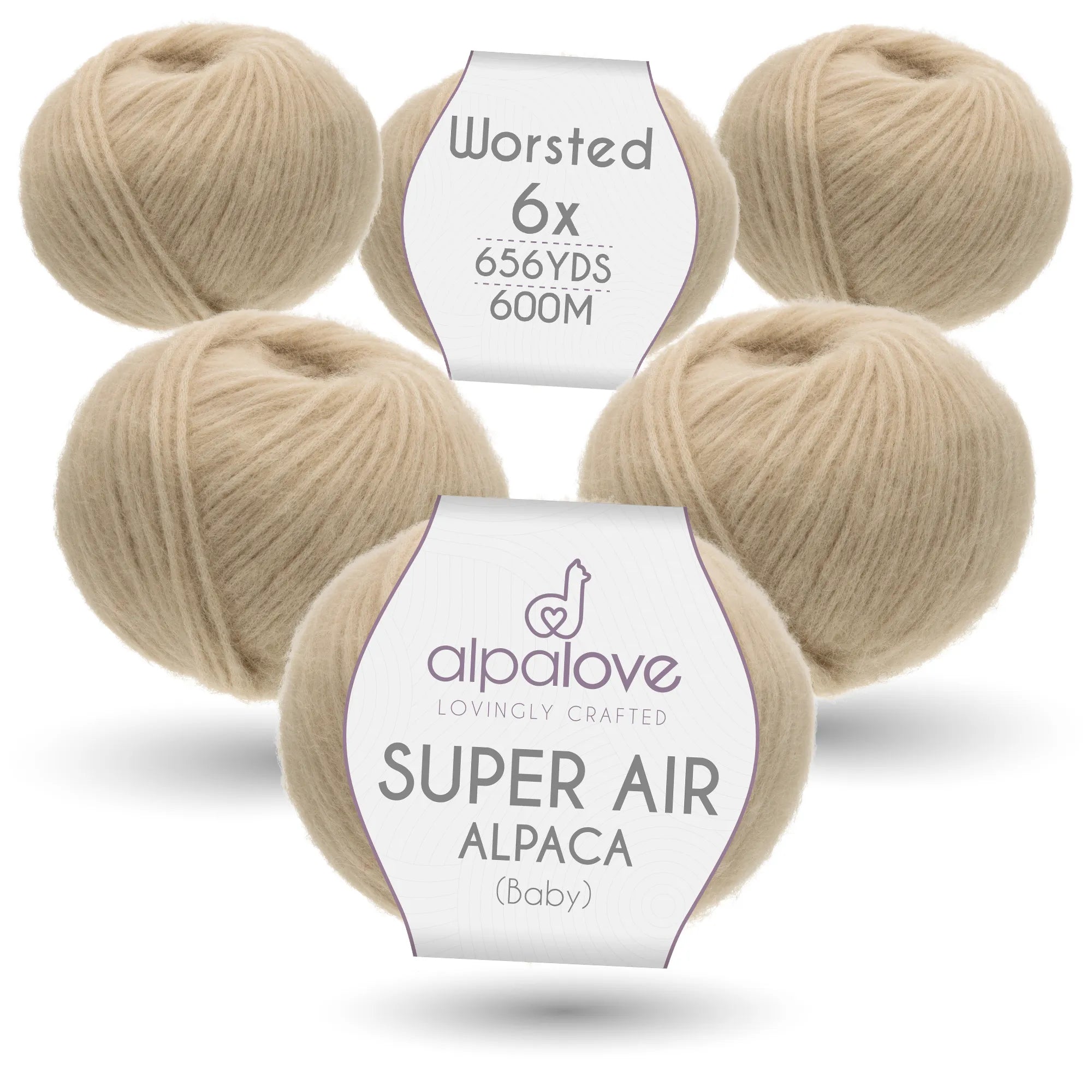 SUPER AIR WORSTED Six-Pack Alpaca Yarn Beige