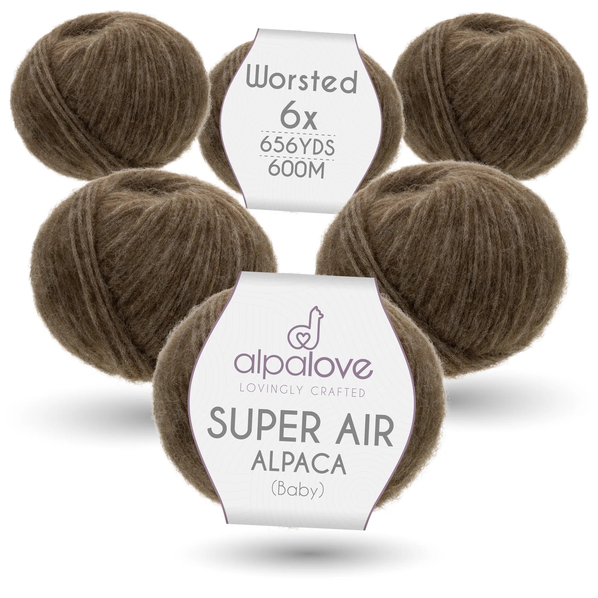 SUPER AIR WORSTED Six-Pack Alpaca Yarn Brown