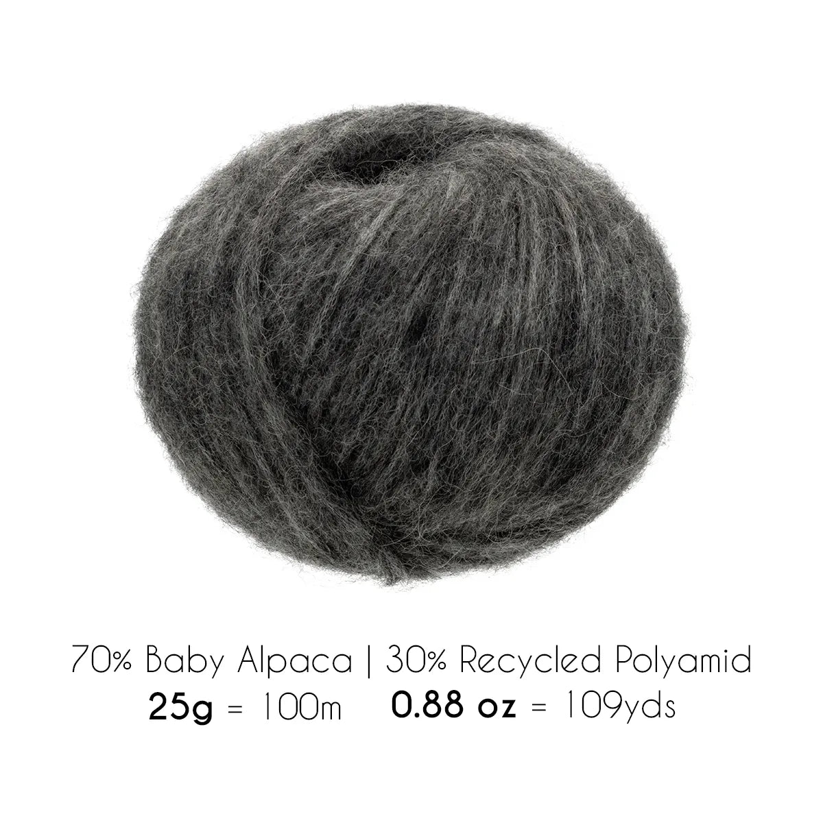 Baby Alpaca Super Air Worsted Yarn — Dark Gray | ALPALOVE®
