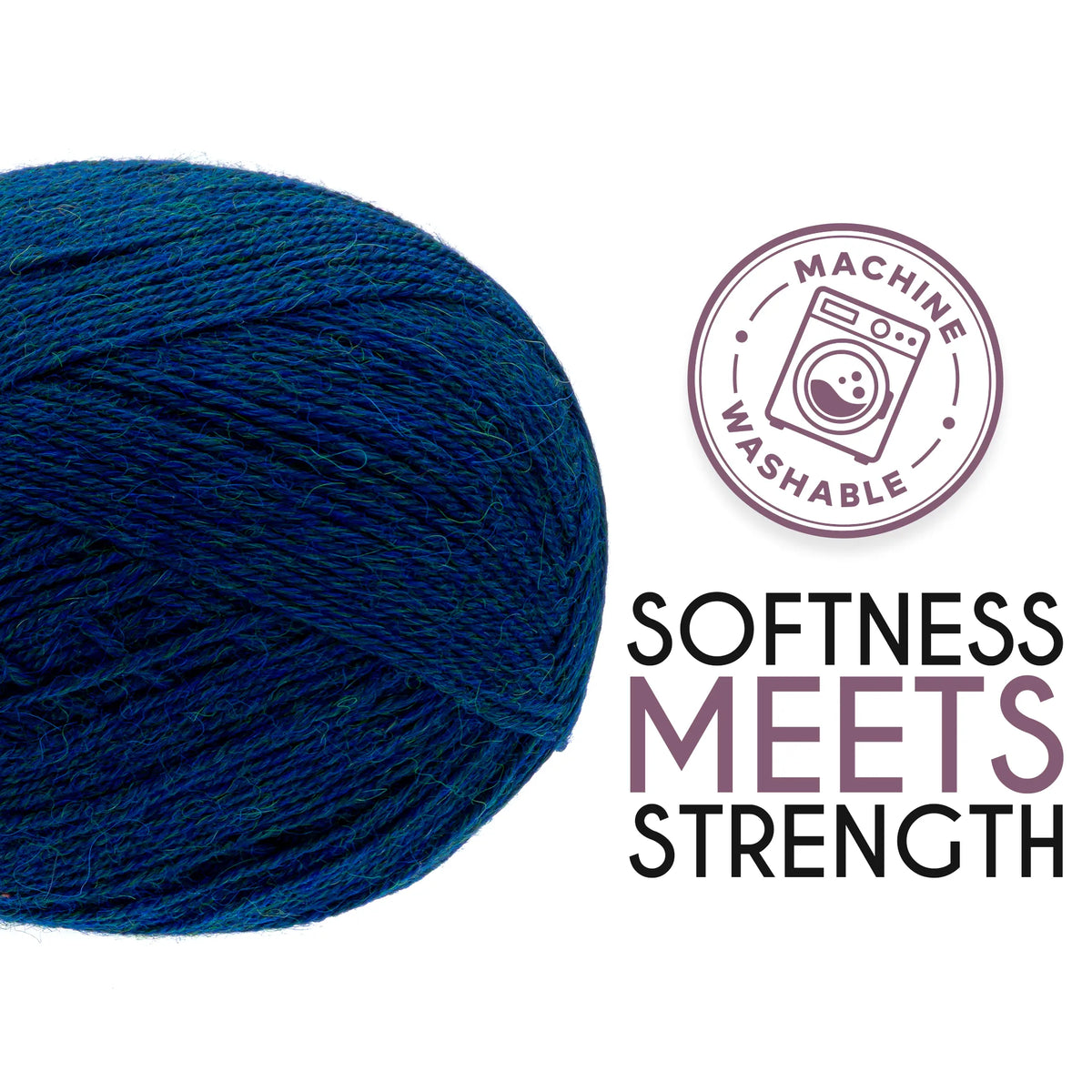 Ball of Alpalove Deep Ocean sock yarn, fingering weight, 459 yd per ball