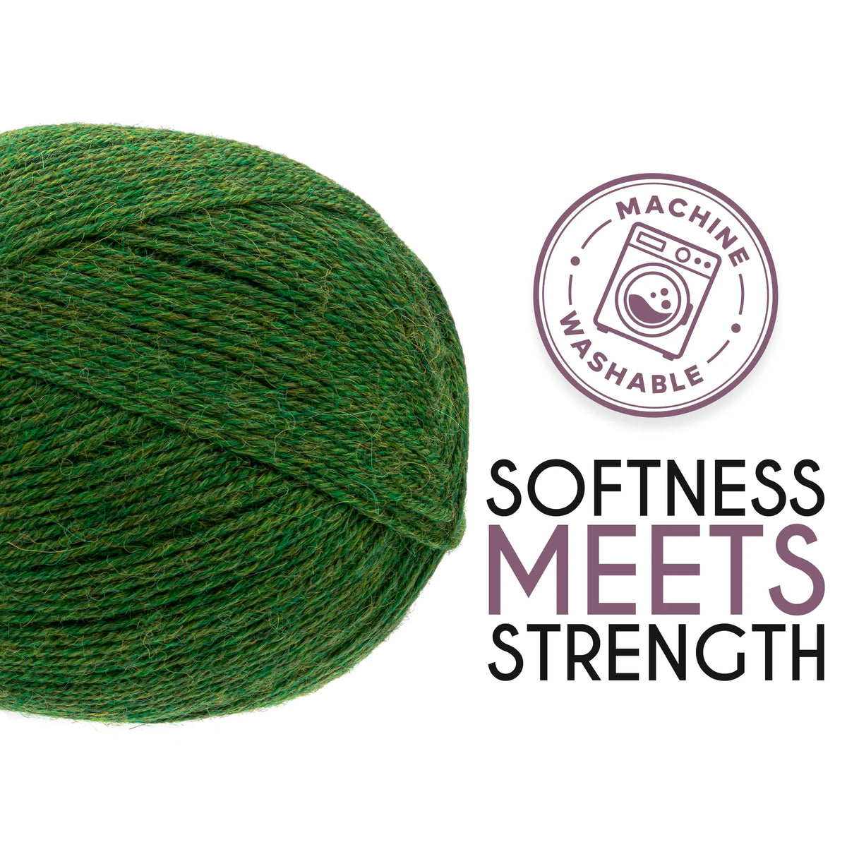 Ball of Alpalove Middle Green sock yarn, fingering weight, 459 yd per ball