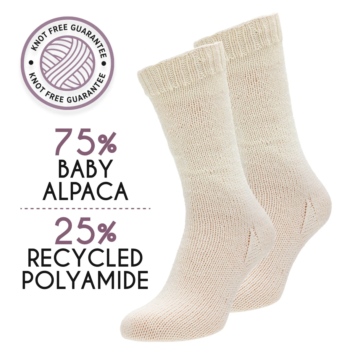 Hand-knit socks in Alpalove Ecru baby alpaca sock yarn