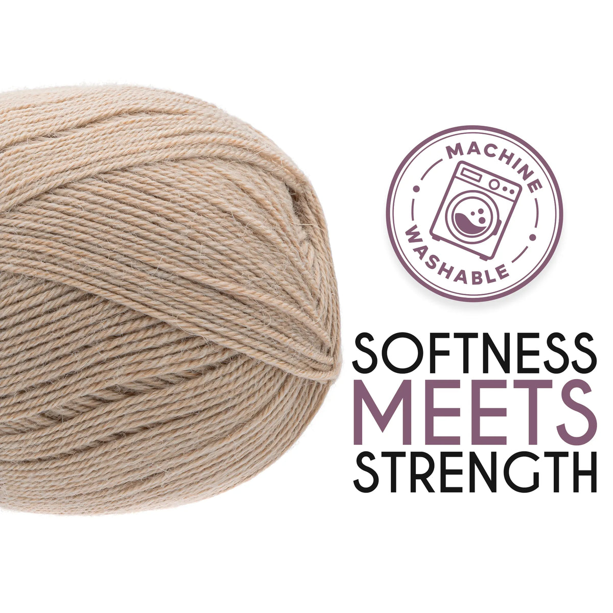 Ball of Alpalove Brown sock yarn, fingering weight, 459 yd per ball