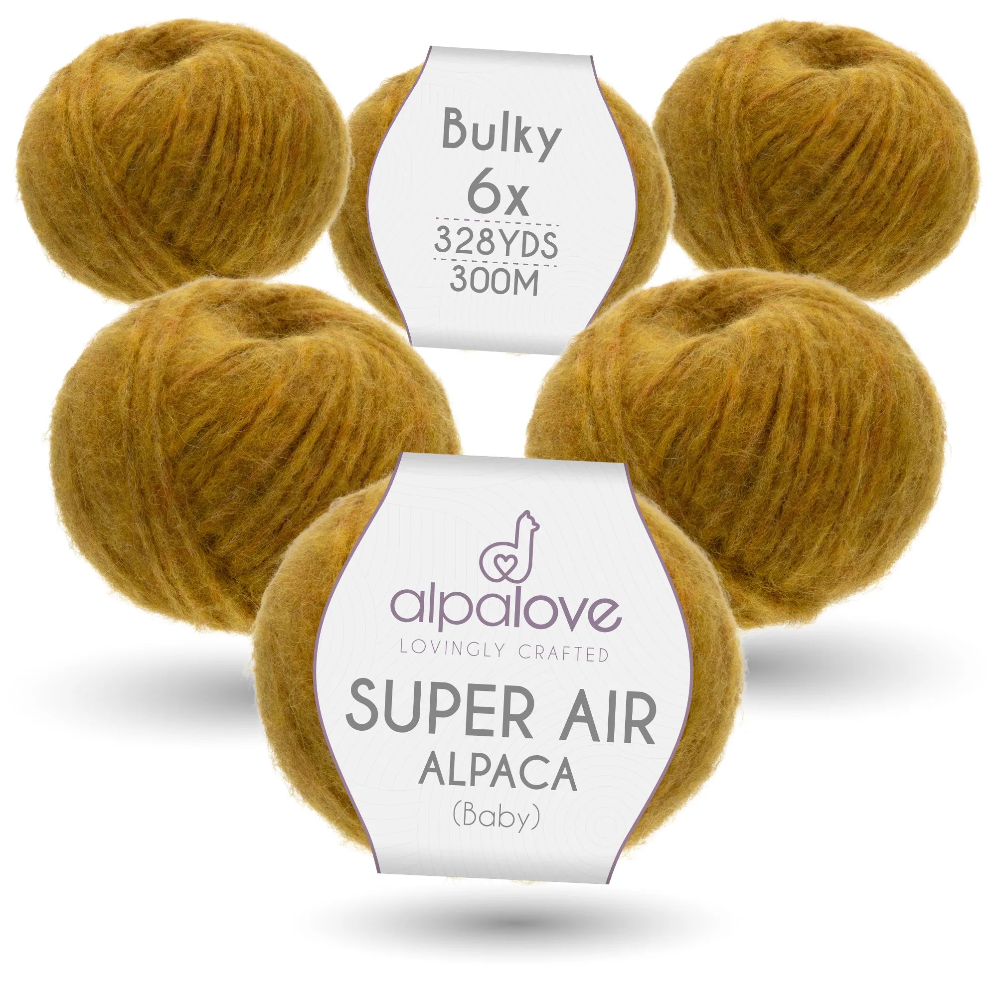 Baby Alpaca Super Air Bulky Yarn — Melange Yellow | ALPALOVE®
