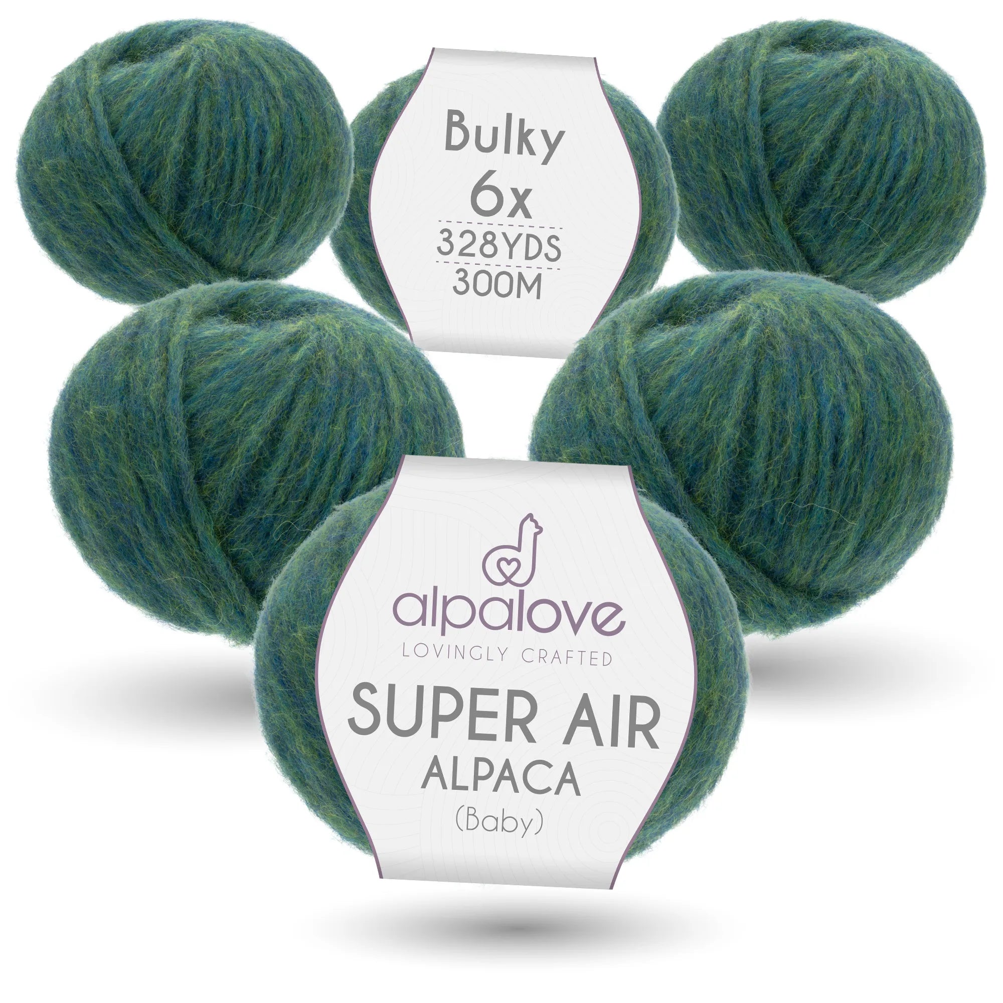 Baby Alpaca Super Air Bulky Yarn — Blue Green | ALPALOVE®