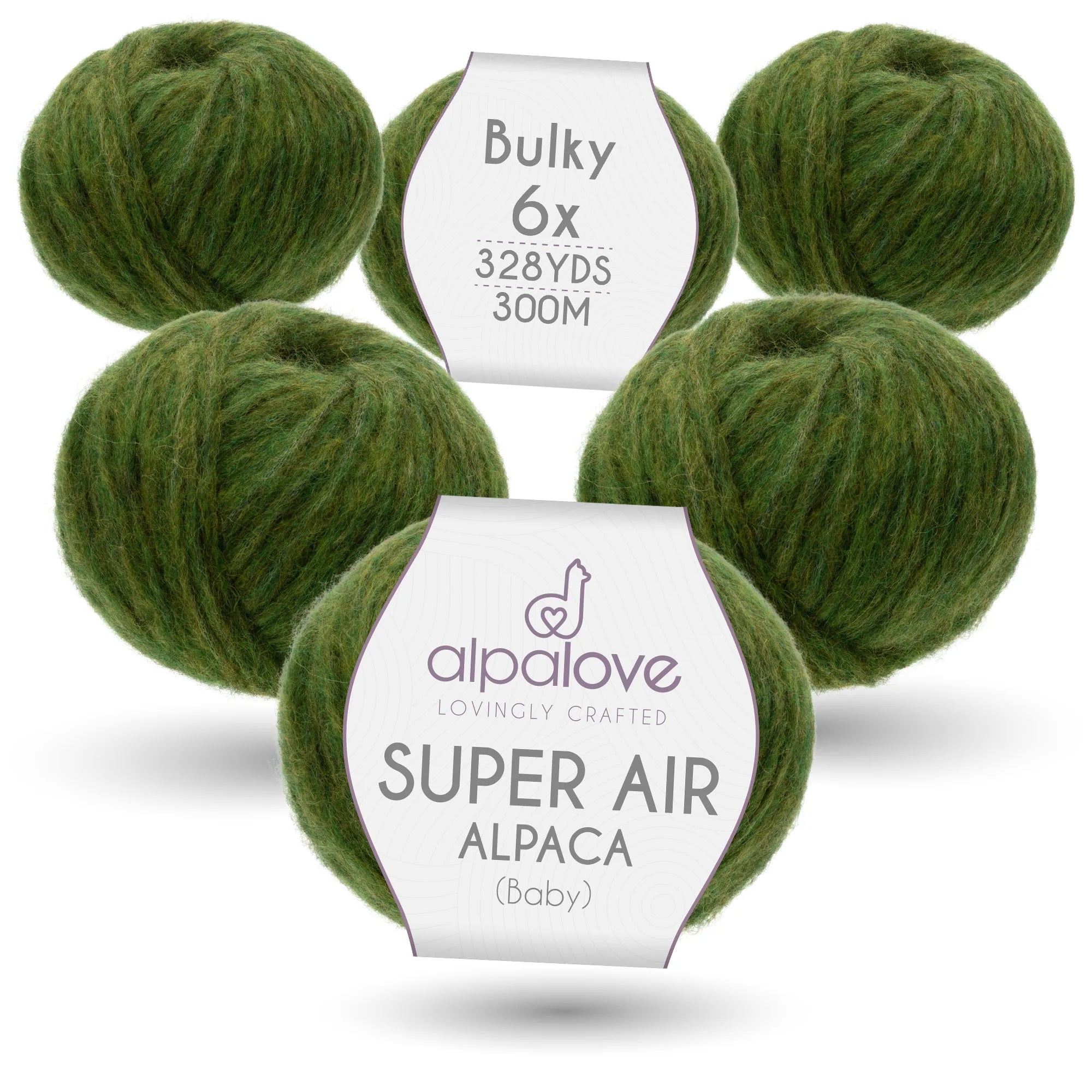 Baby Alpaca Super Air Bulky Yarn — Middle Green | ALPALOVE®