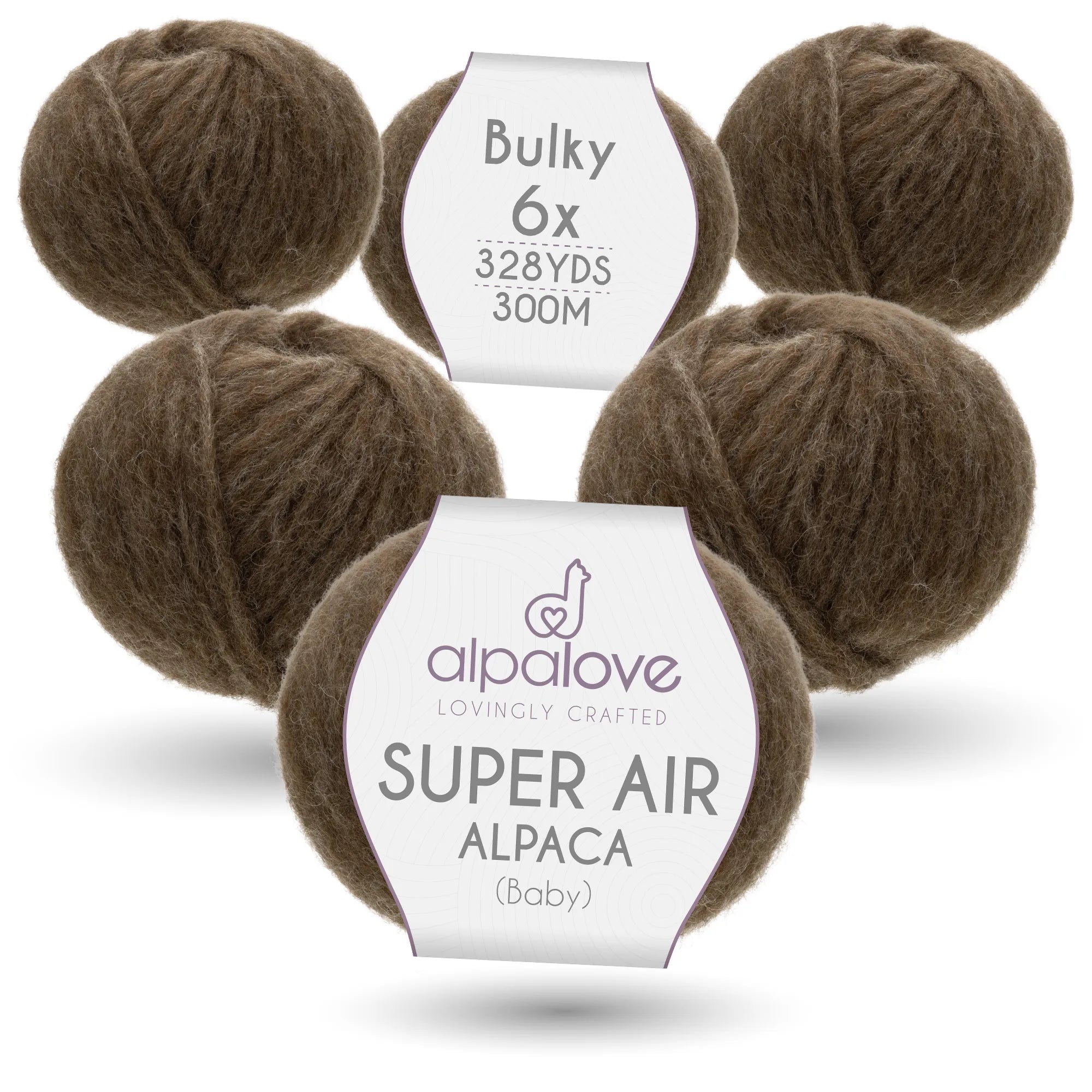 Baby Alpaca Super Air Bulky Yarn — Brown | ALPALOVE®