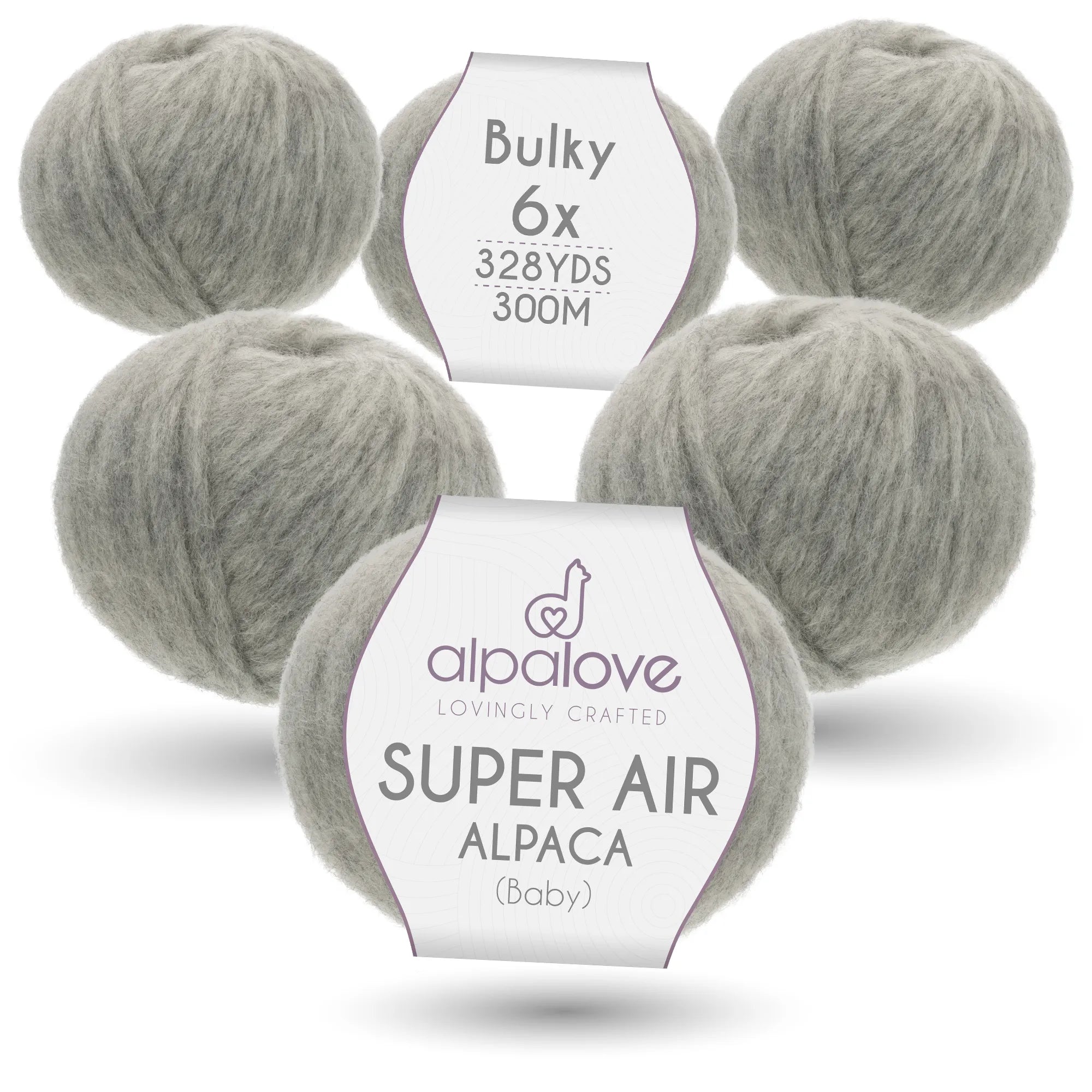 Baby Alpaca Super Air Bulky Yarn — Silver Gray | ALPALOVE®