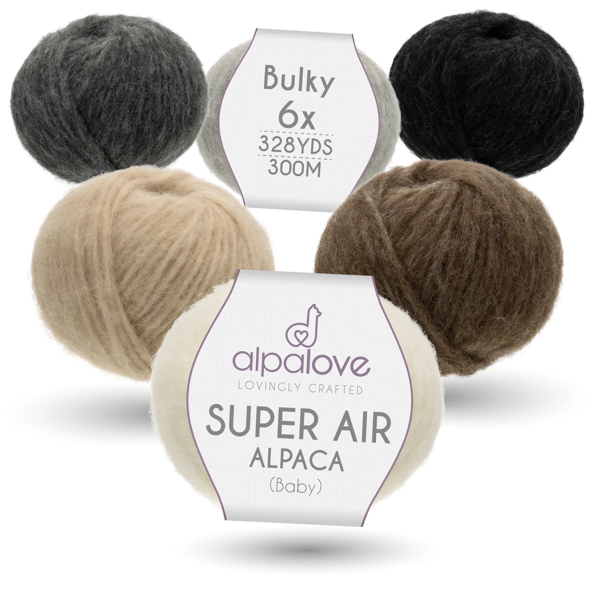 Baby Alpaca Super Air Bulky Yarn — Color Mix Set | ALPALOVE®