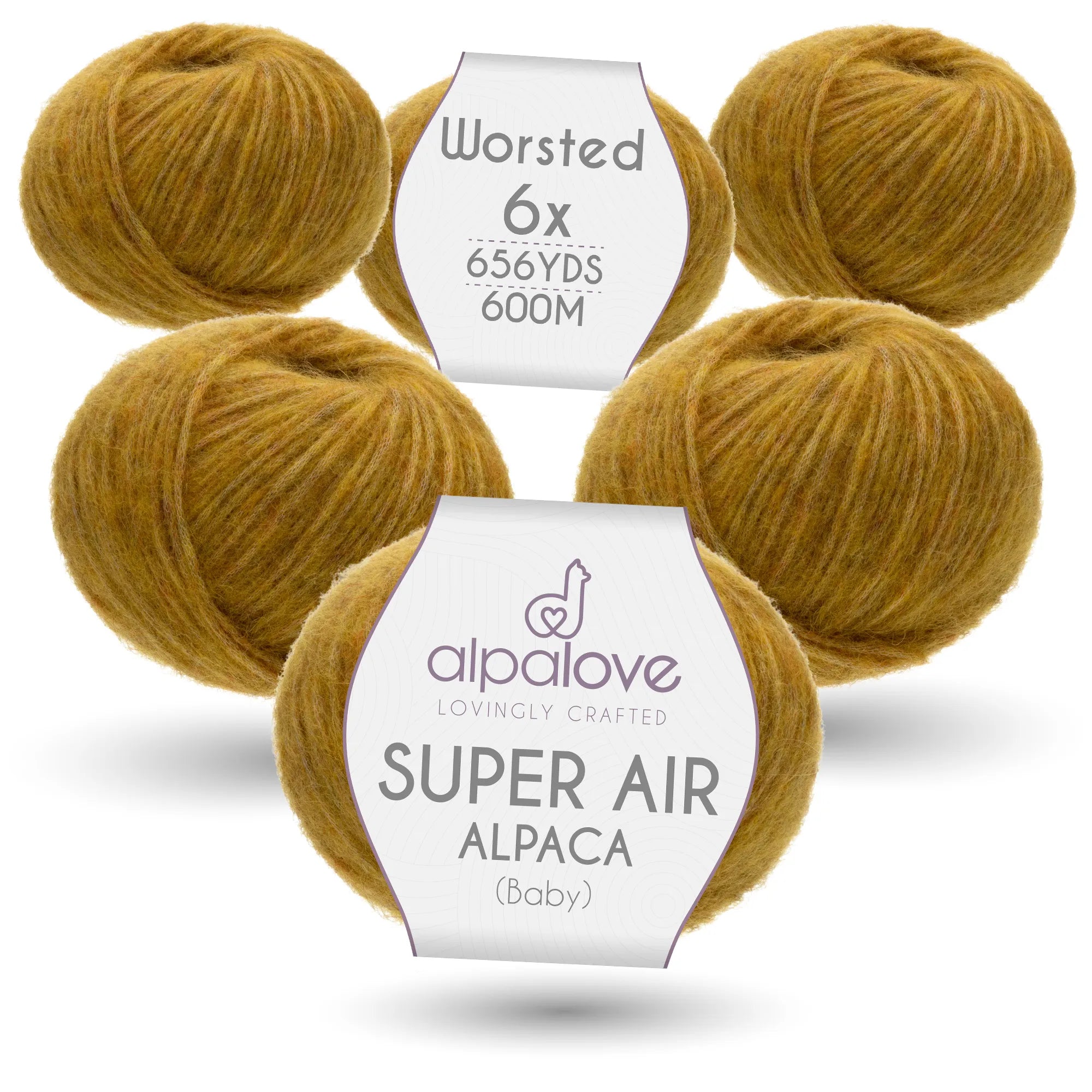SUPER AIR WORSTED Six-Pack Alpaca Yarn Melange Yellow