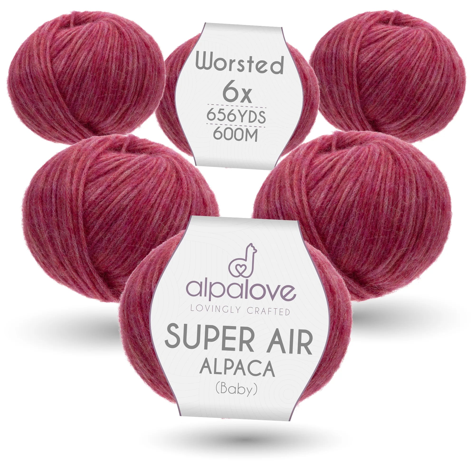 SUPER AIR WORSTED Six-Pack Alpaca Yarn Raspberry Cream