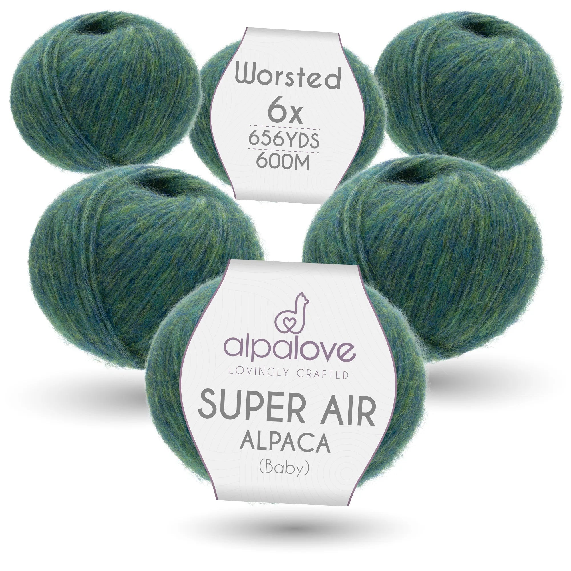 Baby Alpaca Super Air Worsted Yarn — Blue Green | ALPALOVE®