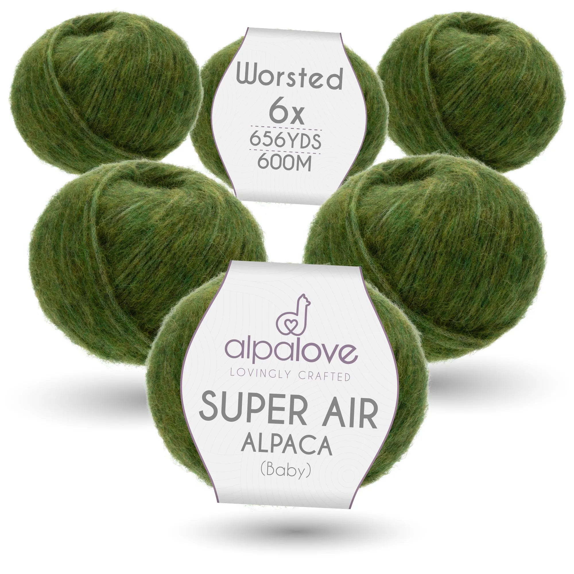 SUPER AIR WORSTED Six-Pack Alpaca Yarn Middle Green