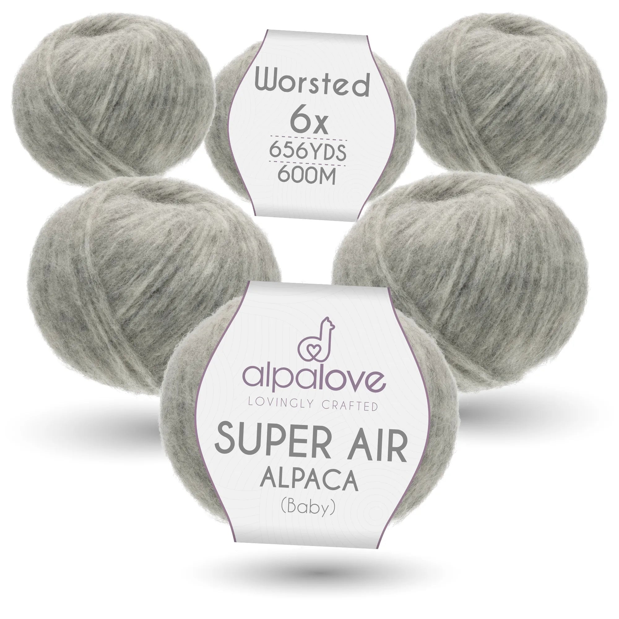 SUPER AIR WORSTED Six-Pack Alpaca Yarn Silver Gray