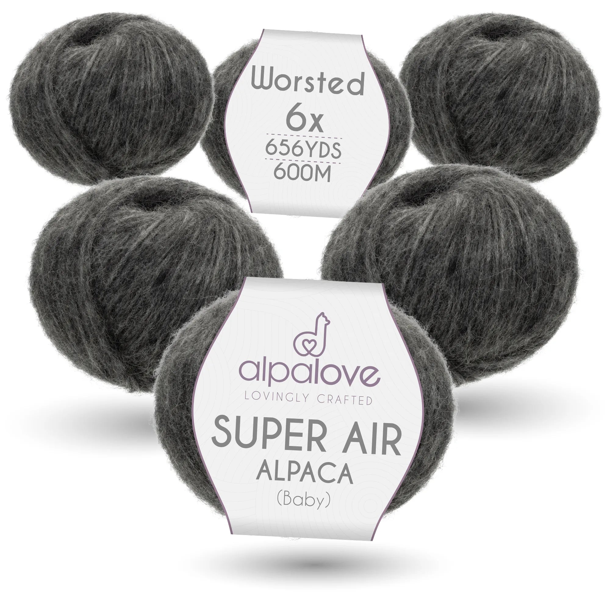 Baby Alpaca Super Air Worsted Yarn — Dark Gray | ALPALOVE®