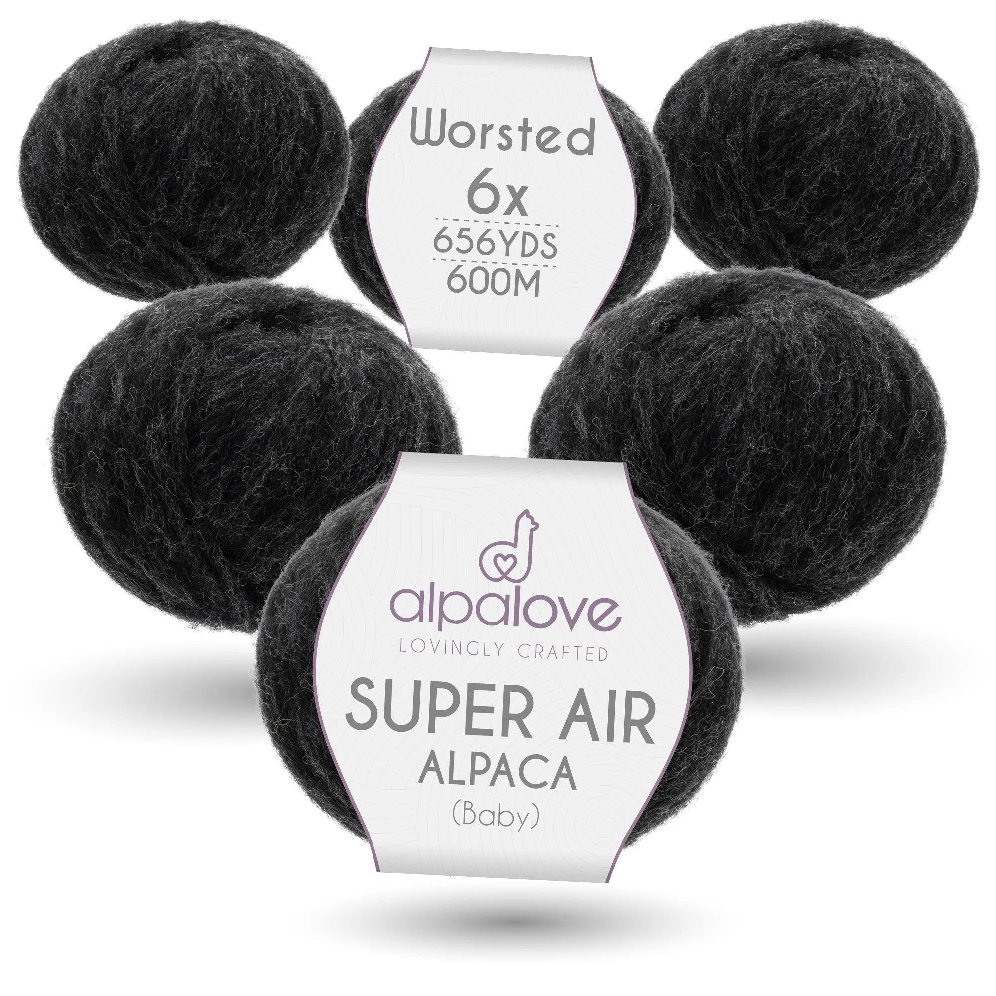 SUPER AIR WORSTED Six-Pack Alpaca Yarn Anthracite