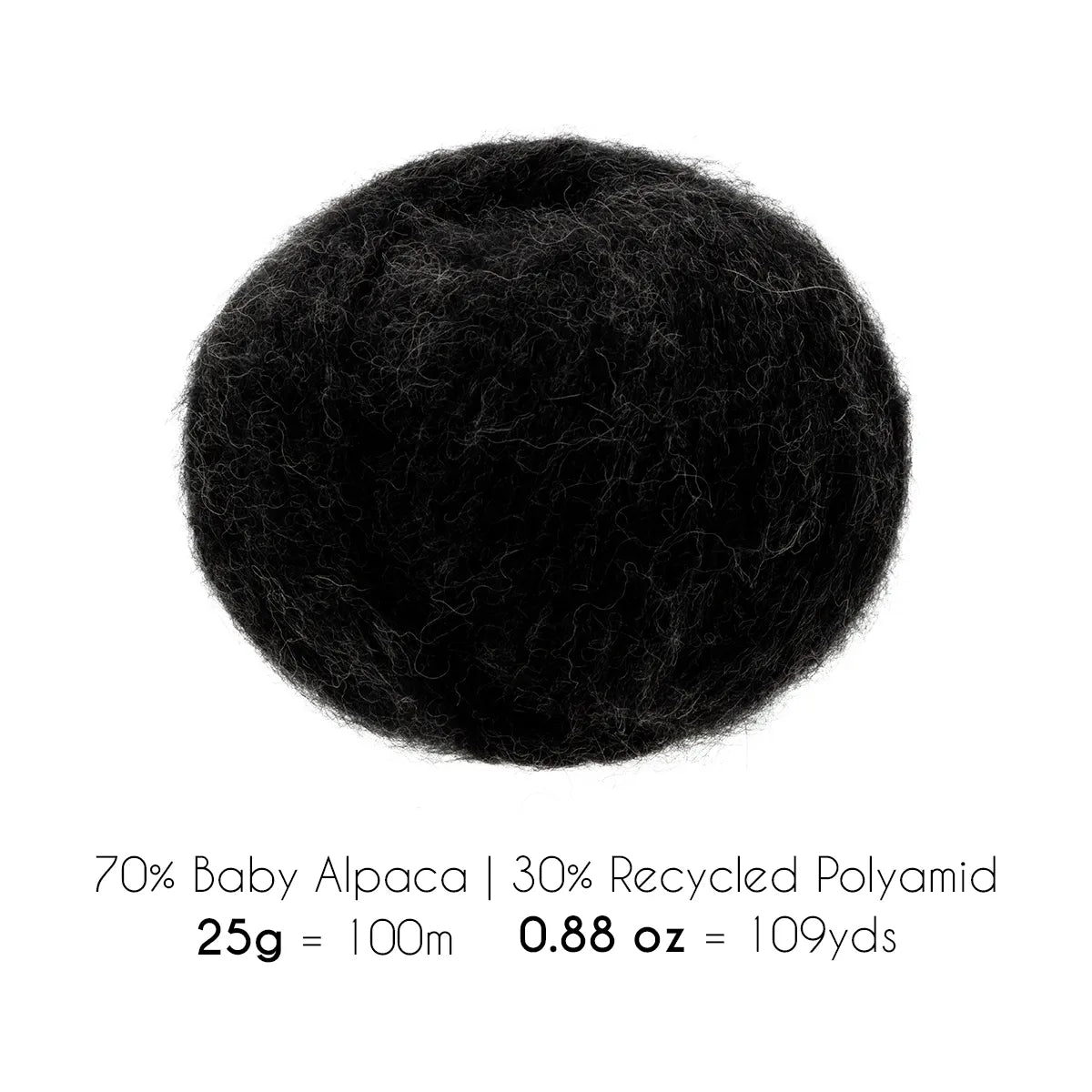 Baby Alpaca Super Air Worsted Yarn — Black | ALPALOVE®