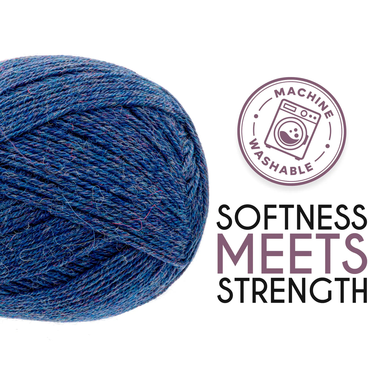 Ball of Alpalove Dark Blue sock yarn, fingering weight, 459 yd per ball
