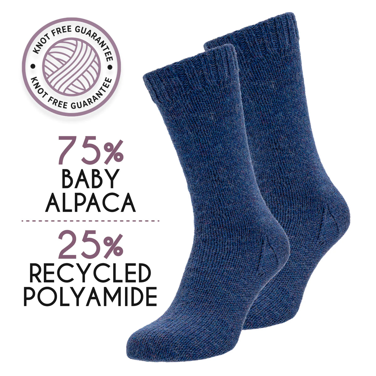 Hand-knit socks in Alpalove Dark Blue baby alpaca sock yarn