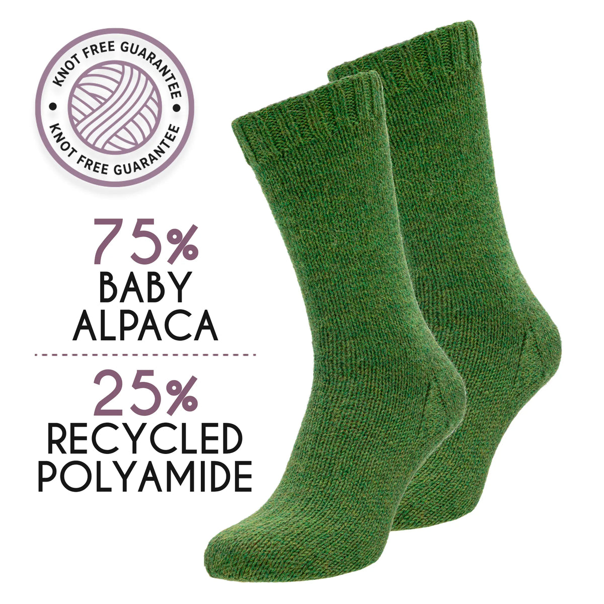 Hand-knit socks in Alpalove Middle Green baby alpaca sock yarn