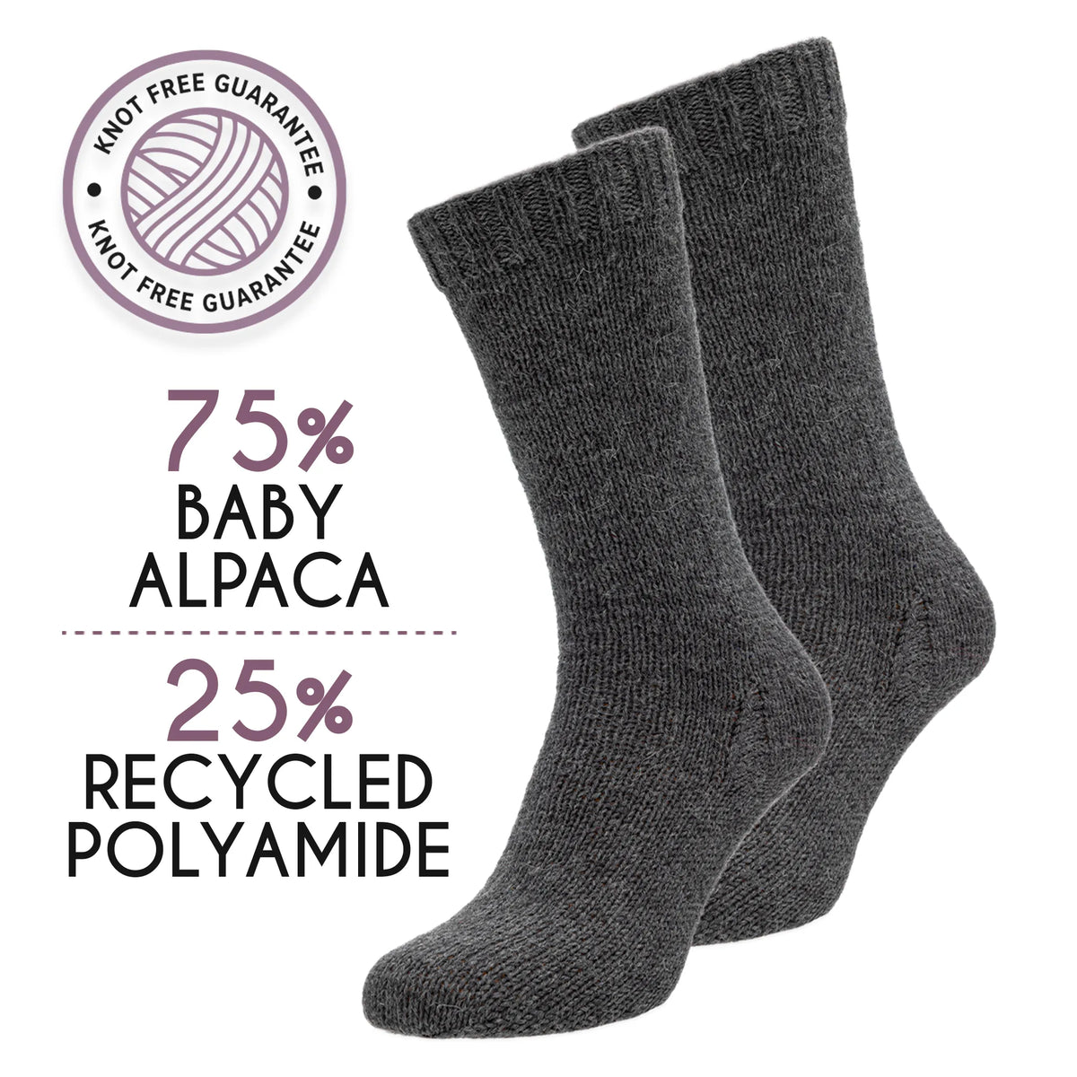 Hand-knit socks in Alpalove Dark Gray baby alpaca sock yarn